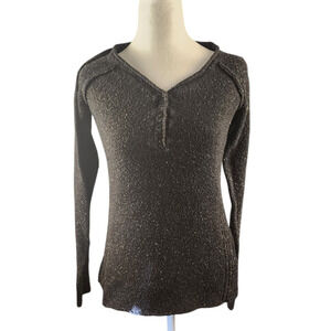 Maurices Black Spackled Light Weigth Sweater V-Neck Button Accent Women's Xl